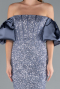 Robe Queue De Poisson Longue Gris-Indigo ABU4308