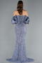 Robe Queue De Poisson Longue Gris-Indigo ABU4308