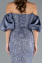 Robe Queue De Poisson Longue Gris-Indigo ABU4308