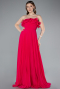 Robe de Soirée Longue Mousseline Fushia ABU4866