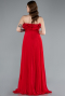 Robe de Soirée Longue Mousseline Rouge ABU4866