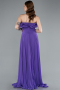 Robe de Soirée Longue Mousseline Violet ABU4866