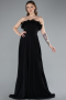 Robe de Soirée Longue Mousseline Noir ABU4866