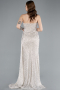 Robe de Soirée Longue Perlé Beige ABU4871