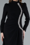 Tenue de Soirée Voilée Longue Noir ABU4877