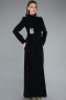Tenue de Soirée Voilée Longue Mousseline Noir ABU4879