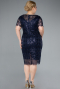 Robe De Invitation Grande Taille Midi Perlé Bleu Marine ABK2330