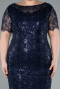 Robe De Invitation Grande Taille Midi Perlé Bleu Marine ABK2330