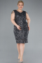 Robe de Soirée Grande Taille Midi Squameuse Anthracite ABK2331