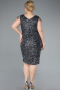 Robe de Soirée Grande Taille Midi Squameuse Anthracite ABK2331