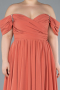 Robe De Soirée Grande Taille Mousseline Longue Pêche ABU3738