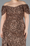 Robe De Soirée Grande Taille Longue Squameuse Cuivre ABU4863
