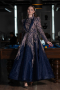 Robe de Soirée Voilée Midi Bleu Marine ABK2311