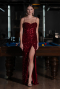 Robe de Soirée Longue Squameuse Rouge Bordeaux ABU4842