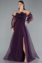 Robe De Soirée Longue Violet Foncé ABU2076