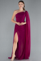 Robe de Soirée Longue Mousseline Prune ABU4406