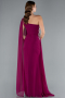 Robe de Soirée Longue Mousseline Prune ABU4406