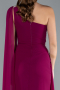 Robe de Soirée Longue Mousseline Prune ABU4406