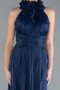 Robe de Soirée Longue Mousseline Bleu Marine ABU4811