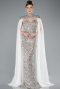 Robe de Soirée Longue Squameuse Beige ABU4910