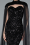 Robe de Soirée Longue Squameuse Noir ABU4910
