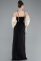 Robe De Cérémonie Longue Noir-Jaune ABU2911
