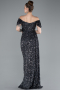Robe De Soirée Squameuse Longue Anthracite ABU4843