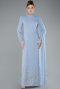 Tenue de Soirée Voilée Longue Gris-Indigo ABU4931