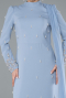 Tenue de Soirée Voilée Longue Gris-Indigo ABU4931