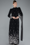 Tenue de Soirée Voilée Longue Noir ABU4931