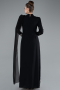 Tenue de Soirée Voilée Longue Noir ABU4931
