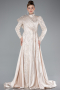 Tenue de Soirée Voilée Longue Beige ABU4932