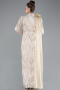 Tenue de Soirée Voilée Longue Dantelle Beige ABU4933