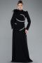 Tenue de Soirée Voilée Longue Noir ABU4934