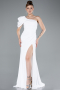 Robe Queue De Poisson Mousseline Longue Blanc ABU4091