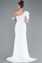 Robe Queue De Poisson Mousseline Longue Blanc ABU4091
