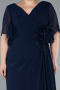 Robe de Soirée Grande Taille Longue Mousseline Bleu Marine ABU4911