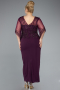 Robe de Soirée Grande Taille Midi Mousseline Violet ABK2333