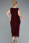 Robe de Soirée Grande Taille Midi Rouge Bordeaux ABK2338