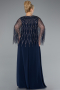 Robe De Soirée Grande Taille Mousseline Longue Bleu Marine ABU4888