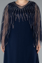 Robe De Soirée Grande Taille Mousseline Longue Bleu Marine ABU4888