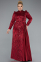 Robe Grande Taille Longue Perlé Rouge Bordeaux ABU4942