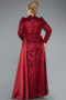 Robe Grande Taille Longue Perlé Rouge Bordeaux ABU4942