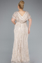 Robe De Fiançailles Grande Taille Longue Dantelle Beige ABU4948