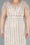 Robe De Fiançailles Grande Taille Longue Dantelle Beige ABU4948