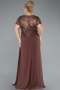 Robe De Soirée Grande Taille Mousseline Longue Cuivre ABU4806