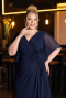 Robe de Soirée Grande Taille Longue Mousseline Bleu Marine ABU4911