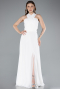 Robe de Soirée Longue Mousseline Blanc ABU4965