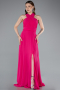 Robe de Soirée Longue Mousseline Fushia ABU4965