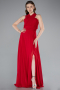 Robe de Soirée Longue Mousseline Rouge ABU4965